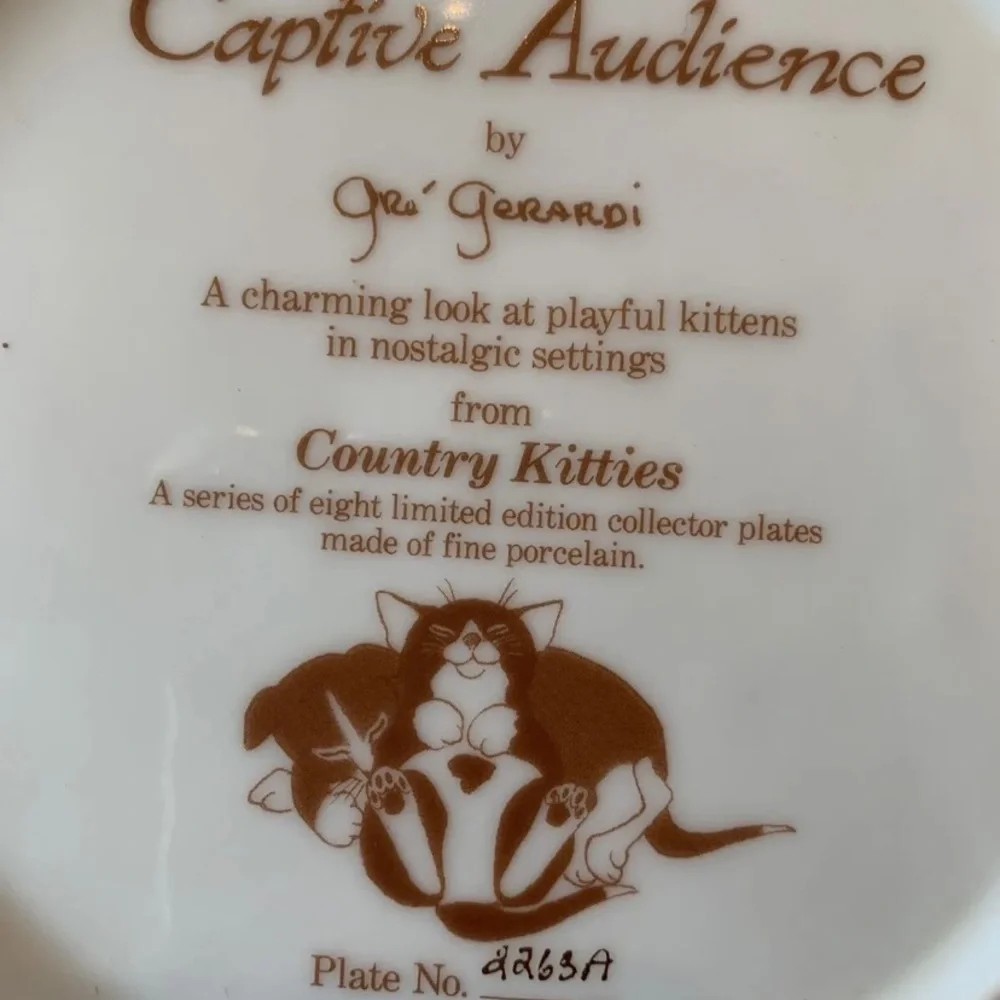 Vintage “Captive Audience” Country Kitties Plate Gre Gerardi Hamilton 1988